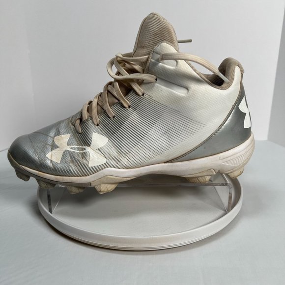 Under Armour Mens 8.5 Leadoff Mid RM 1297315-100 Baseball‎ Cleats White Silver - Picture 3 of 14